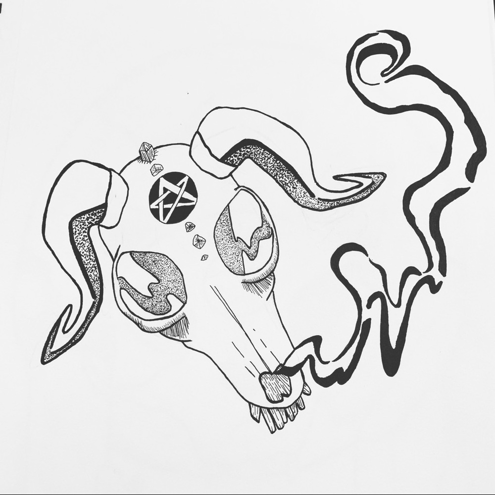 Sticker of a goat head skull